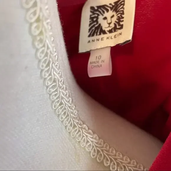 Anne Klein Womens Red Asymmetrical Top Size 10 Capsule Lagenlook Office Career - Picture 6 of 7